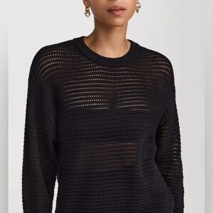 Equipment Black Net Mesh Crew Neck Sweater
